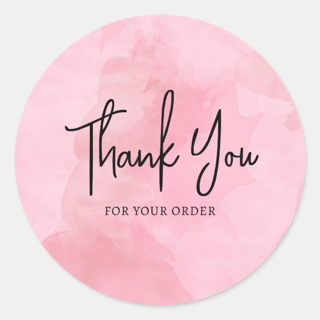 Pink Thank You Watercolour Sticker (Front)