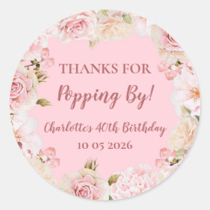 Pink Thanks for Popping By Birthday Tag