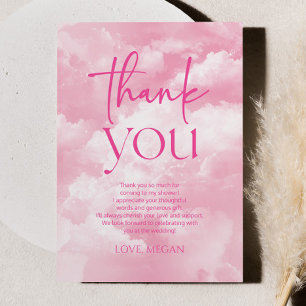 Pink The Bride Is On Cloud Nine Bridal Shower Thank You Card