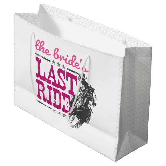 Pink The Bride's Last Ride Large Gift Bag (Front Angled)