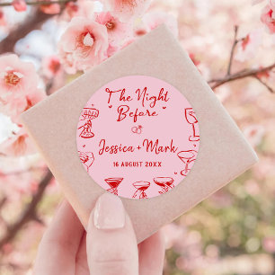 Pink The Night Before Wedding Classic Round Sticker