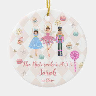 Pink The Nutcracker Clara Christmas Ballet Dancer Ceramic Ornament