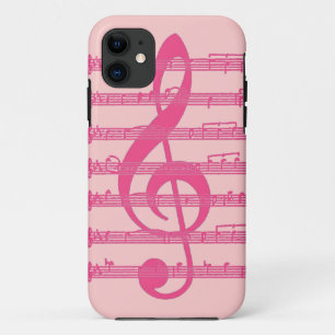 Pink theme treble clef music note iphone 5 case