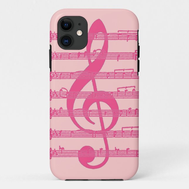 Pink theme treble clef music note iphone 5 case (Back)