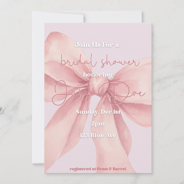 Pink Themed Bridal Shower Invitation (Front)