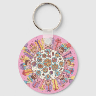 Pink Themed Fairy Costume Party for Children Keychain