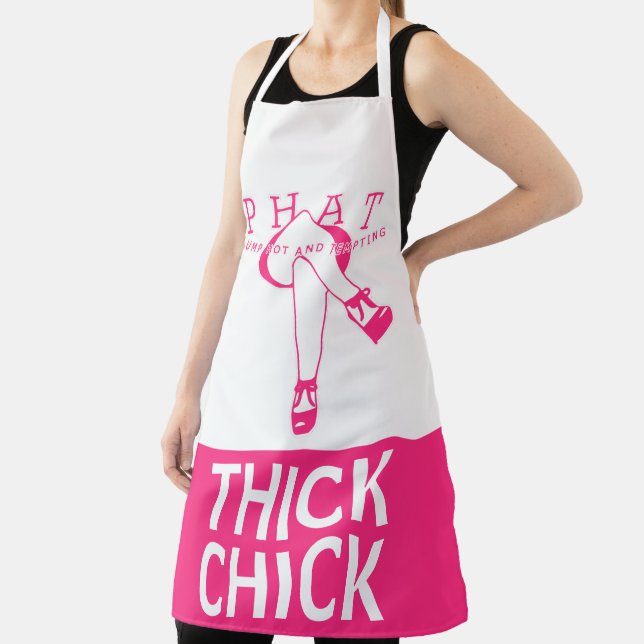 pink Thick Chick Plump Hot And Tempting PHAT Apron (Insitu)