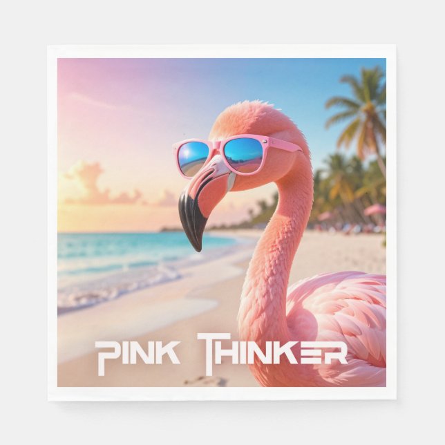 PINK THINKER Flamingo Pink Napkin (Front)