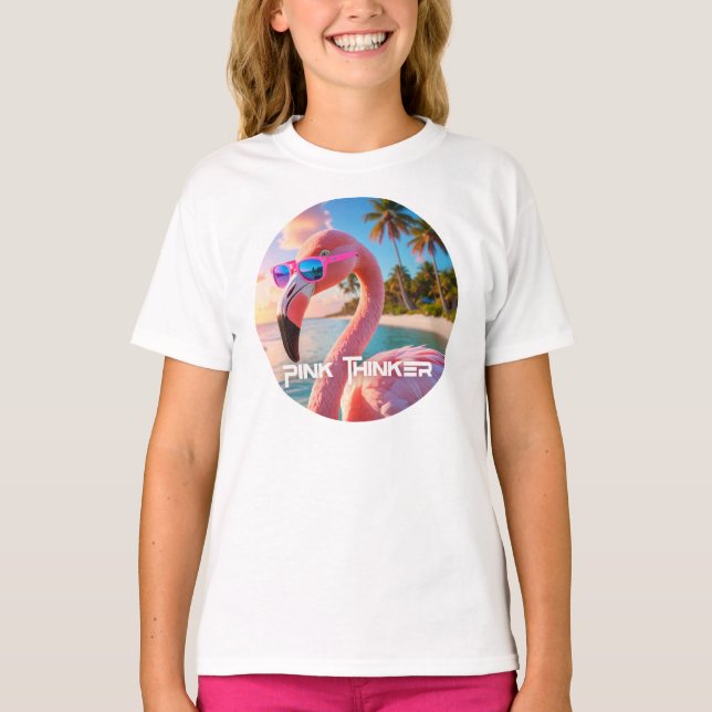 PINK THINKER - Flamingo PINK T-Shirt (Front)