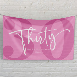Pink Thirty 30th Thirtieth Birthday Party Banner