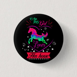 Pink This Girl Loves Her Horse     1 Inch Round Button