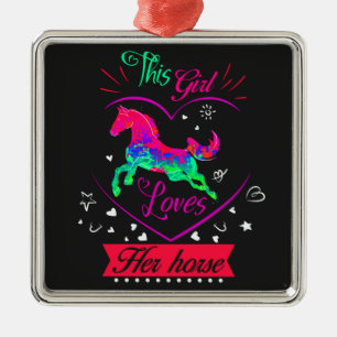 Pink This Girl Loves Her Horse Metal Ornament
