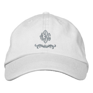 Pink Three Letter Initials Script Swirl Monogram Embroidered Hat