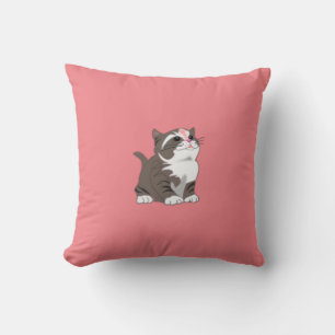 Pink Throw Pillow Cute Baby Cat - Choose Colour