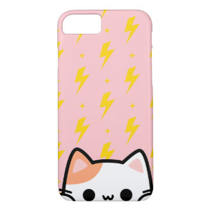 Pink thunder bolt with kitten Case-Mate iPhone case