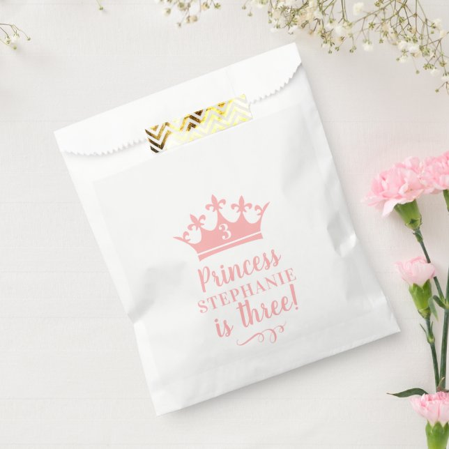 Pink Tiara Crown Personalized Princess Party Favour Bag (Sealed)