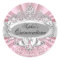 Pink Tiara & Damask Quinceanera Sticker
