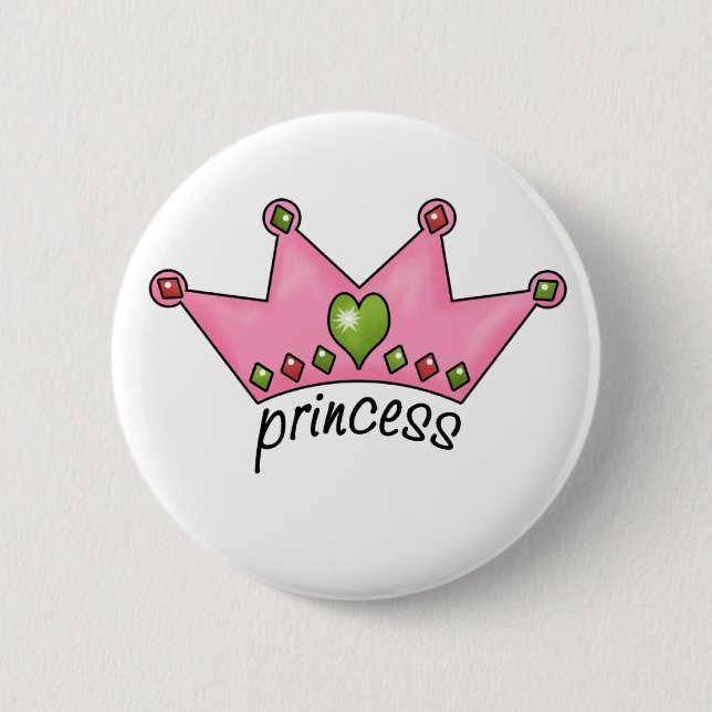 Pink Tiara Princess 2 Inch Round Button (Front)