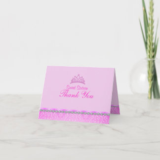 Pink Tiara sweet16 Thank You card