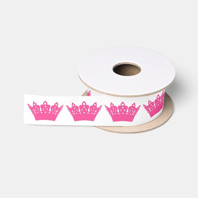 Pink Tiaras and Crowns Satin Ribbon (Spool)