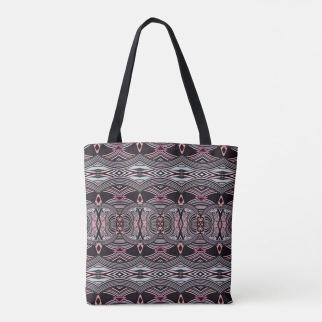 Pink Tides Abstract Tribal Tote (Back)