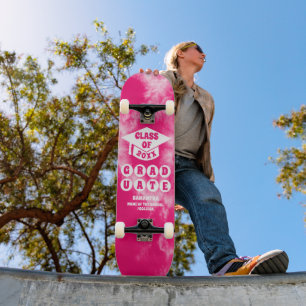 Pink Tie Dye Graduation Skateboard