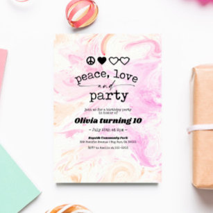 Pink Tie Dye Groovy Hippie Birthday Party Invitation