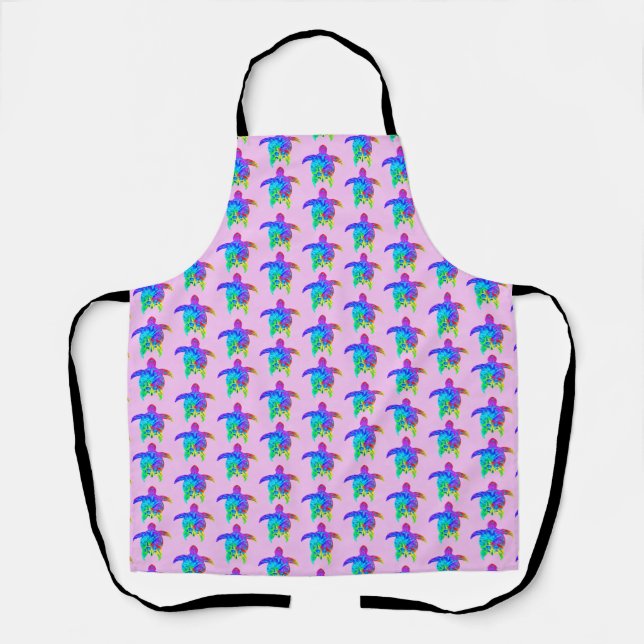 Pink Tie Dye Island Tribal Turtles Apron (Front)