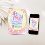 Pink Tie Dye, Let's Party Any Age Birthday Invitation<br><div class="desc">This  trendy rainbow tie dye invitation features bright colours and your custom text. 
Use the template form to add your details.  The Customize feature allows you to change the font style,  and add or delete text.</div>