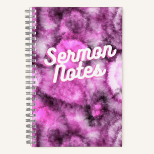 Pink Tie Dye Pattern Sermon Notes Notebook