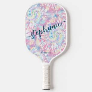 Pink Tie Dye Script Name Custom Pickleball Paddle