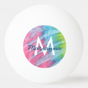 Pink Tie Dye Trendy Personalized Name Ping Pong Ball