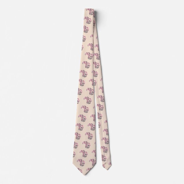 Pink Tie with Paisley Fractal Art Design (Front)