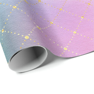 Pink Tiffany Aqua Pastel Ombre Gold Mint Squares Wrapping Paper