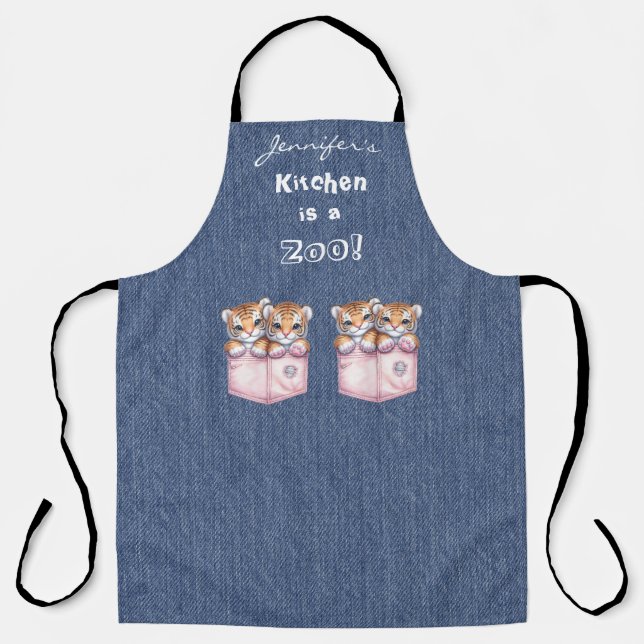 Pink Tiger All-Over Print Apron (Front)