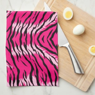 Pink Tiger Animal Skin Pattern Design  Kitchen Towel