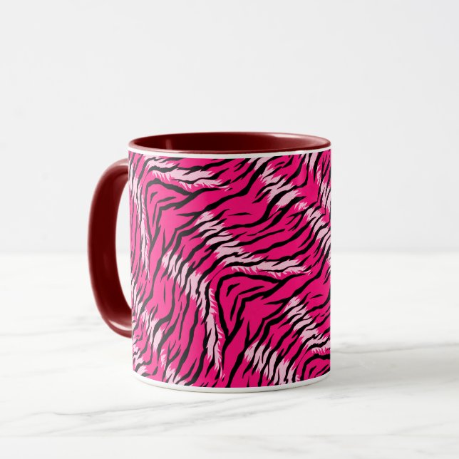 Pink Tiger Animal Skin Pattern Design  Mug (Front Left)