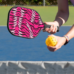 Pink Tiger Animal Skin Pattern Design Pickleball Paddle