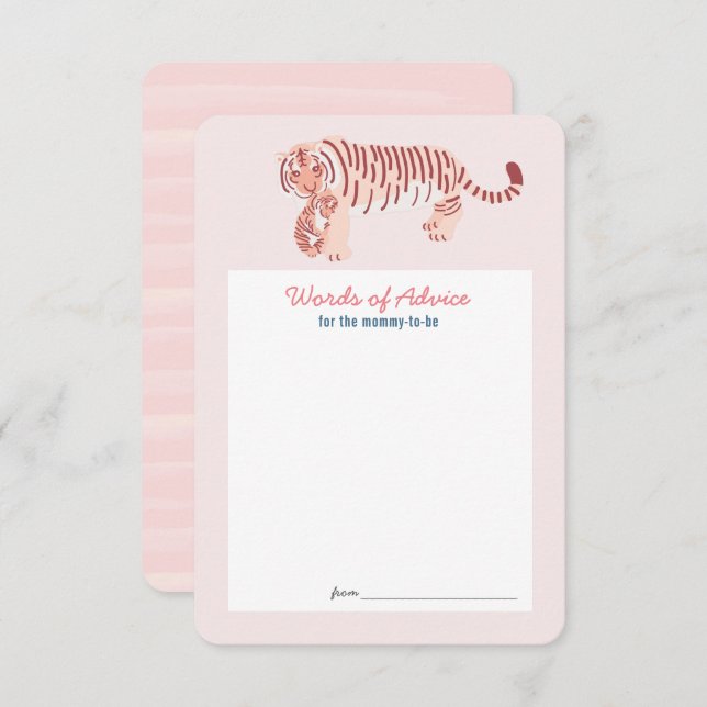Pink Tiger Baby Shower Advice Card (Front/Back)