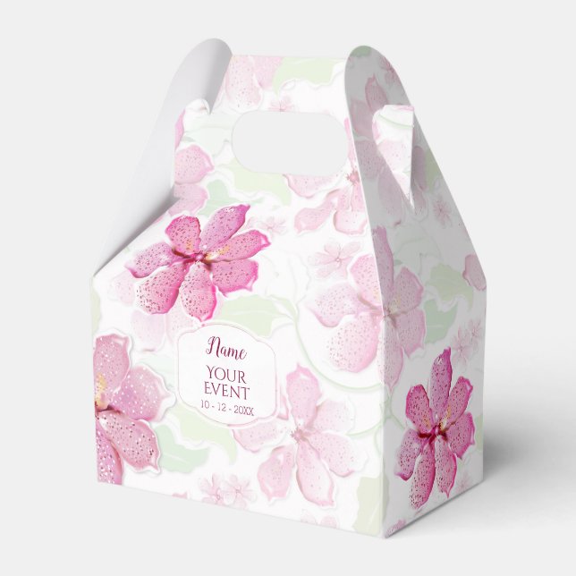 Pink Tiger Lily Clematis Personalized Favor Box (Front Side)
