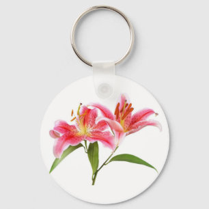 pink tiger lily - customizable keychain