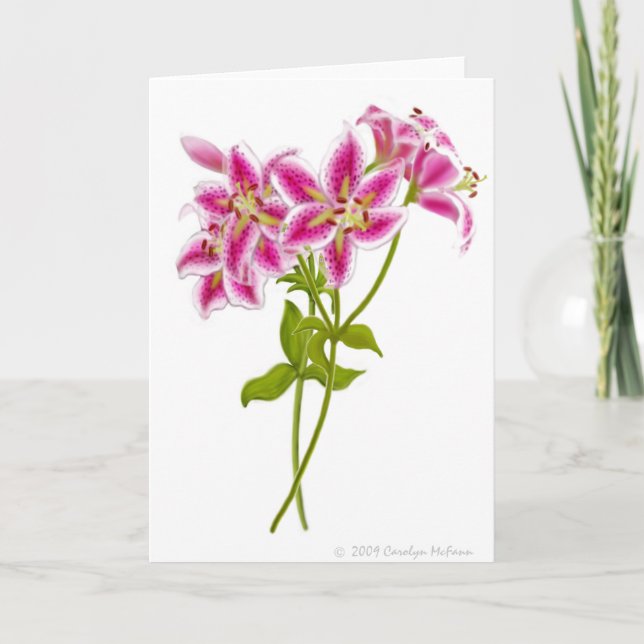 Pink Tiger Lily Greeting Card (Front)