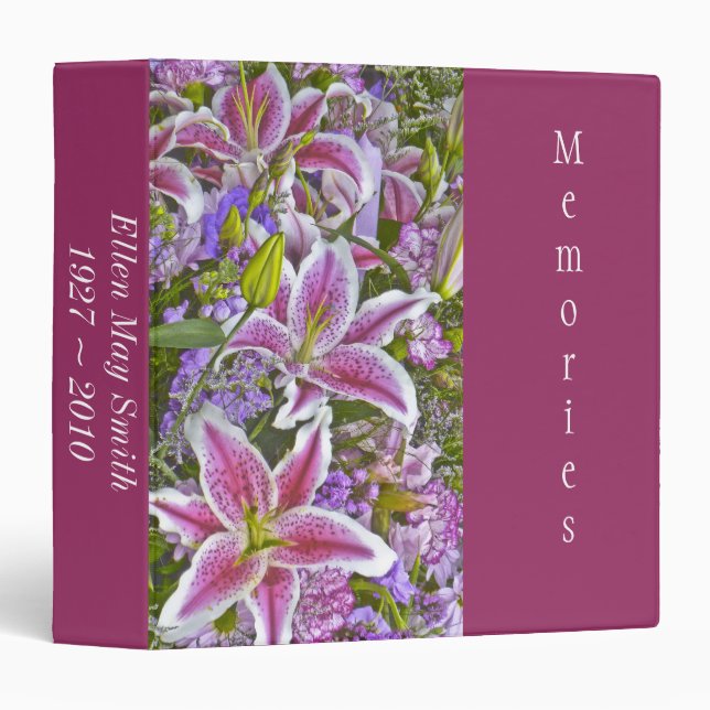 Pink Tiger Lily Photo Album Binder (Front/Spine)