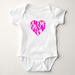Pink Tiger Print Heart  Baby Bodysuit