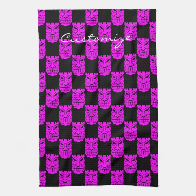Pink Tiki Sculpture Thunder_Cove Kitchen Towel (Vertical)