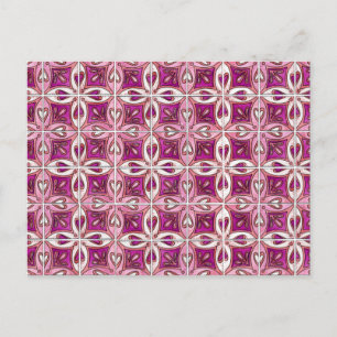 Pink Tile Design 2 - Hearts Postcard