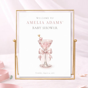Pink Tini One Girl Baby Shower Welcome Sign