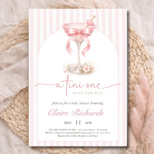 Pink Tini One Is On The Way Baby Shower Arched  Invitation