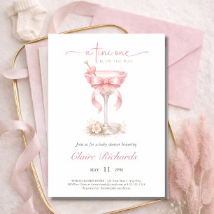 Pink Tini One Is On The Way Girl Baby Shower  Invitation