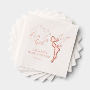 Pink Tinker Bell Baby Shower Foil Napkins